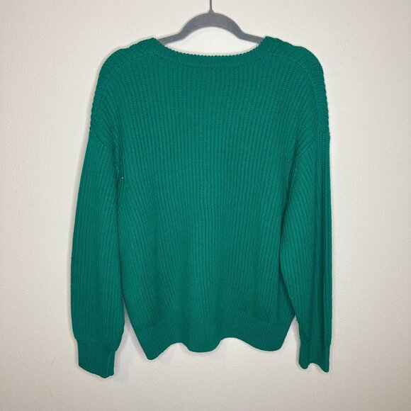IRO Evolution Sweater XS Emerald Green Revolve 100% Wool Deep V Neck Pullover Lo - Picture 5 of 6